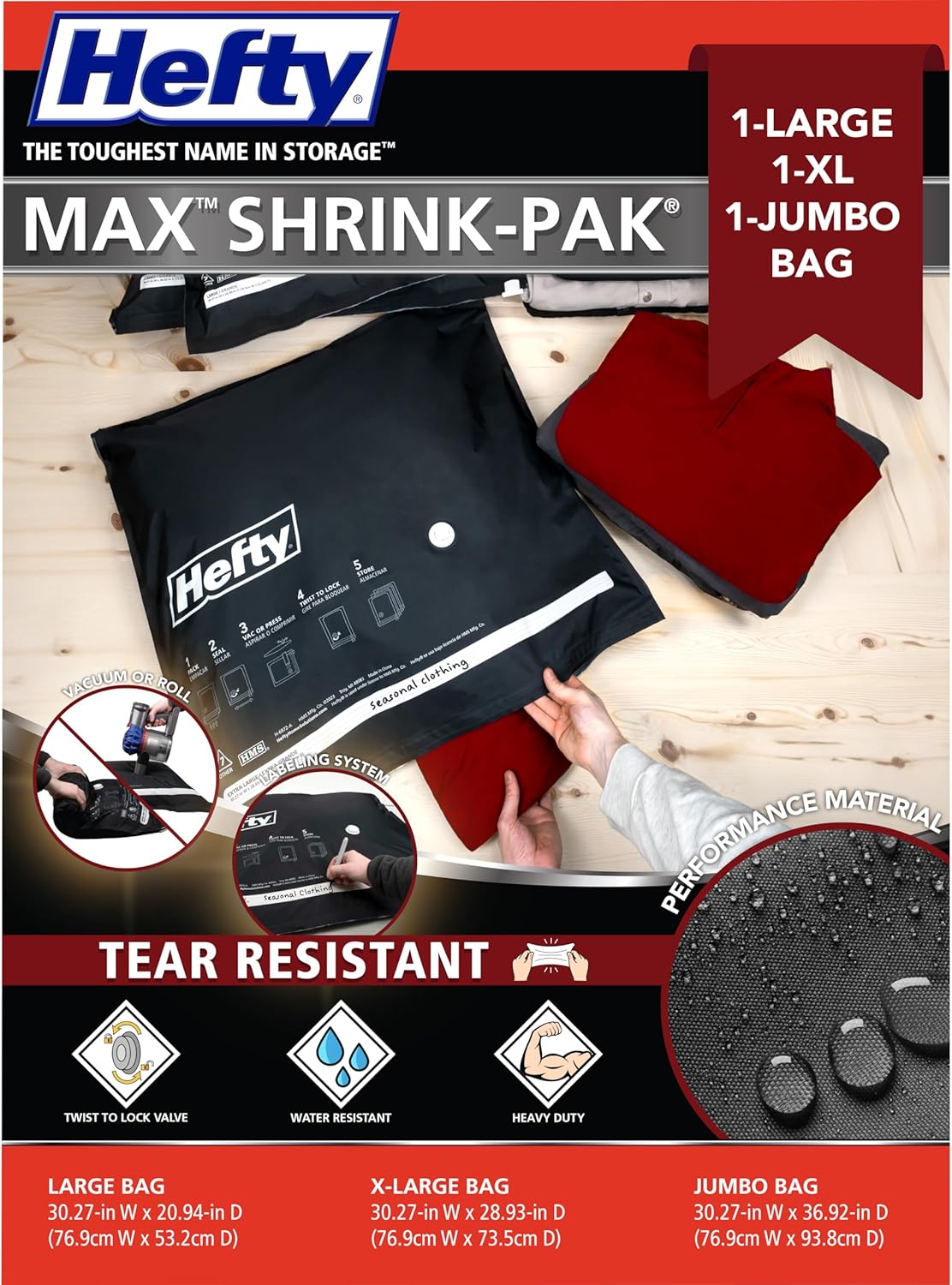 Hefty MAX Shrink-Pak Vacuum Seal Storage Bags